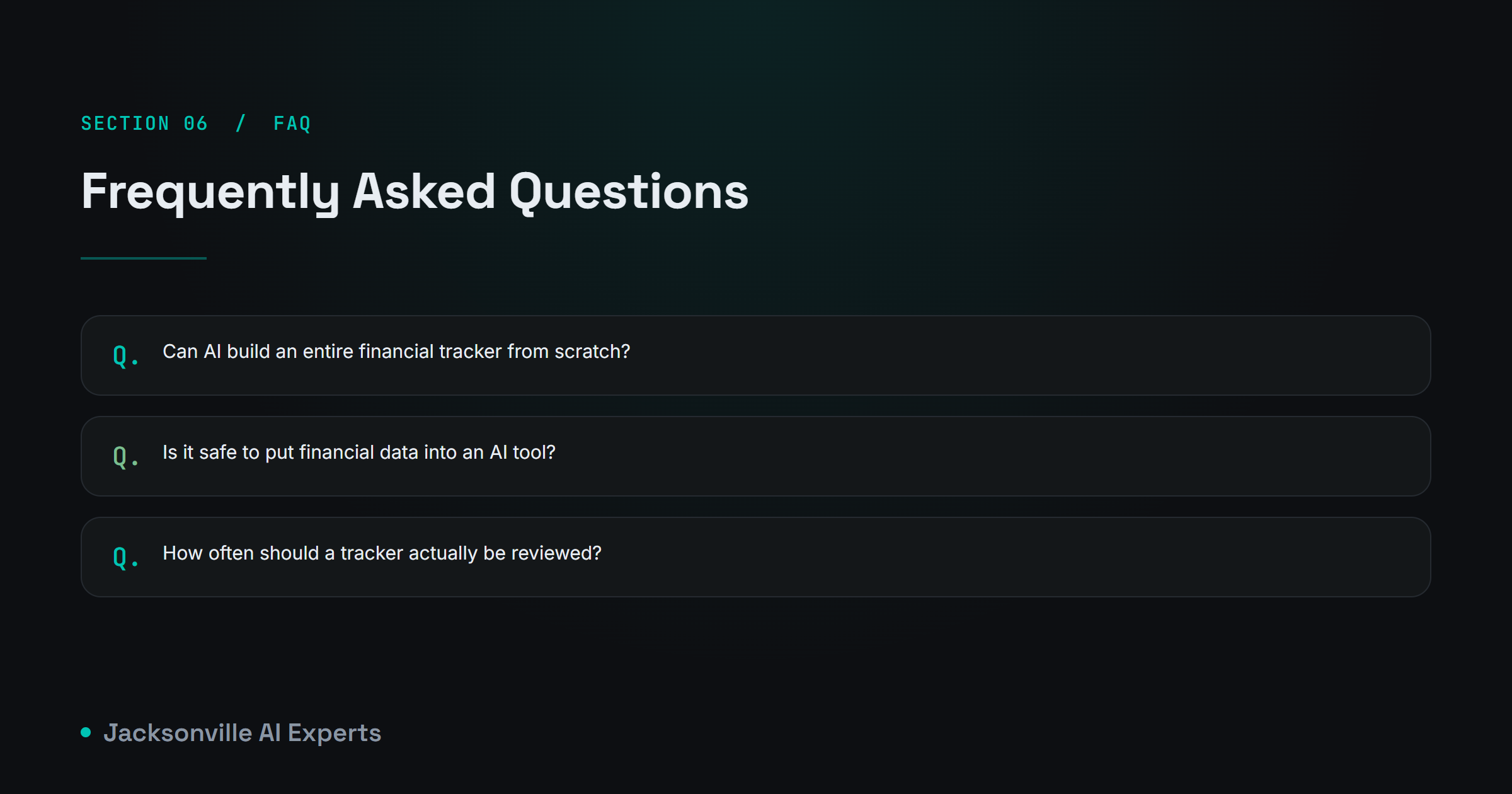 Frequently asked questions about AI-built financial tracking spreadsheets
